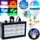 Strobo Rítmico 12 Leds Rgb Luz Iluminação Festa Balada + Lâmpada Giratória