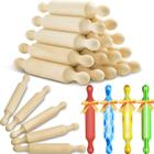 Suclain Madeira Mini Rolling Pin Long Kitchen assando Massa Pequena Rolling Pin para Crianças Fondant Pastry Pizza Crafting e Jogo Imaginativo para Halloween e Presentes de Natal (100 peças, 6 polegadas)