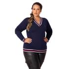 Suéter Feminino Blusa Plus Size Manga Longa Colegial