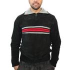 Suéter Masculino Pulôver Chenille Zíper Tricot Polo Confort