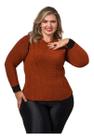 Suéter Plus Size Tricot Mousse Premium Detalhe Grosso Quente