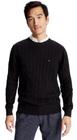 Suéter Tommy Hilfiger Cable Knit para homens preto, tamanho S