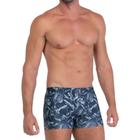 Sunga Boxer Box Masculina Forrada com Cordão de Regulagem Moda Praia FPS 50+ Estampa Floral Verão