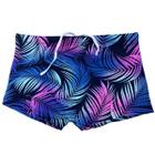 Sunga Boxer Infantil Natação Folhas Azul Roxa Proteção Uv Praia Piscina Nadar Banho