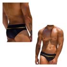 Sunga slip com detalhe em dourado ou prata