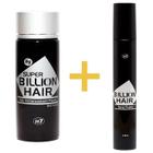 Super Billion Hair Castanho Médio 8g + Spray Fixador Billion Hair 120ml