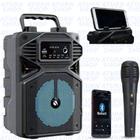 Super Caixa de Som Portátil Com Microfone Karaoke Bluetooth Rádio FM PenDrive SD KTS-1513