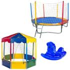 Super Kit de Brinquedos Cama Elástica 2,30M Piscina de Bolinhas Oitavada Picadeiro 2,00m Gangorra 1 Lugar