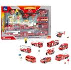 Super Kit De Carrinhos Resgate dos Bombeiros à Fricção Com Acessórios - 16 Itens - Fênix