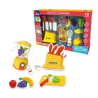 Super Kit Mini Cozinha Com Liquidificador Utensílios Domésticos e Acessórios 15 Peças Brincando e Aprendendo - Fênix