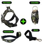 Super Kit Monster Coleira Peitoral Guia Focinheira Para Cachorro Pitbull Dogvix