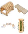 Super Kit Premium Para Hamster Toca + Brinquedos + Porta Feno