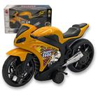 Super Moto 1600 Esportiva com Rodas com Fricção Amarelo Veículo Miniatura Motinho Brinquedo Infantil Menino Menina
