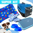 SuperKit Caixa Transporte N1 + SaniDog + Colchão + Cobertor + Comedouros LD Pet