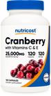 Suplemento de extrato de cranberry Nutricost 25.000 mg com vitamina C e E