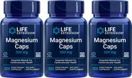 Suplemento Life Extension Magnésio 500 mg 100 cápsulas x 3