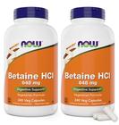 Suplemento NOW Betaína HCl 648 mg 240 cápsulas vegetais (pacote com 2)