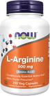 Suplemento NOW Foods L-Arginina 500 mg 250 cápsulas vegetais