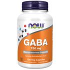 Suplemento NOW GABA (ácido gama-aminobutírico) 750 mg 100 cápsulas