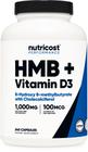 Suplemento Nutricost HMB 1000mg e Vitamina D3 4000IU 240 cápsulas