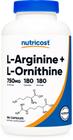 Suplemento Nutricost L-Arginina L-Ornitina 750 mg 180 cápsul