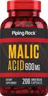 Suplemento Piping Rock Malic Acid 600 mg 200 cápsulas