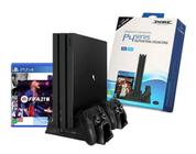 Suporte Base Vertical, Cooler E Carregador Compativel Ps4 Pro Slim Fat. Marca - Dube