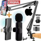 Suporte Braço Articulado De Mesa Cama Pedestal Celular Microfone de Lapela Sem Fio iPhone Gravação Vídeo Podcast Selfie