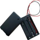Suporte Case Caixa 3 Pilhas AAA Com Tampa Botão On Off Para Arduino