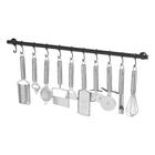 Suporte De Cozinha Porta Talheres 50Cm Com 8 Ganchos Preto - Metalcromo