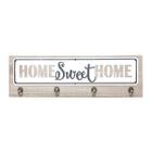 Suporte de Madeira com Ganchos Home Sweet Home Bege 48 x 4 x 15cm