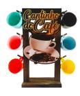 Suporte De Madeira Rustica Com 6 Xicaras De Acrílico 170ml Coloridas Cantinho Do Café