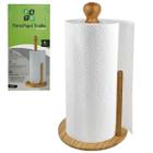 Suporte De Mesa Porta Papel Toalha Madeira Bambu 32 cm Fato