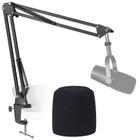 Suporte de Microfone MV7 com Braço de Tesoura e Filtro Pop - Compatível com Shure MV7 e SM7B