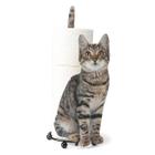 Suporte de Papel Higiênico em Formato de Gato - Cinza - Porta Rolo para Banheiro