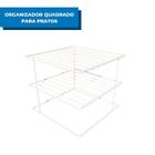 Suporte Organizador De Pratos Branco Quadrado Armário Aramado Reforçado Para Segurar Organizar Louça