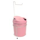 Suporte Papeleira Branco Lixeira 5L Rosa Basculante Banheiro - AMZ