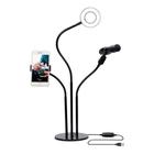 Suporte Para Gravação de Vídeo 3 em 1 Com Ring Light YouTubers Led Microfone e Suporte celular