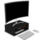 Suporte Para Monitor De Mesa Com Duas Divisórias MDP Preto