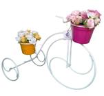 Suporte Plantas Bicicleta 47x20 Branca 2 vasos jardim