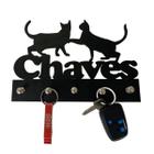 Suporte Porta Chaves C/ 5 Chaveiro Decorativo Gatos Chaves Mdf