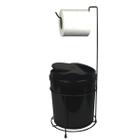 Suporte Porta Papel Higiênico Com Lixeira 5 Litros Basculante Retangular Cesto Lixo Chão Banheiro Preto - 458 AMZ