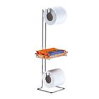 Suporte Porta Rolo Papel Higiênico Objetos Duplo Chão Banheiro Cromado - 1182 Future
