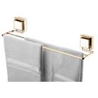 Suporte Porta Toalha Toalheiro Duplo 45cm Ventosa Parede Banheiro Dourado - 8054DD Future