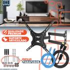 Suporte Triarticulado Ajustável para TV 32 a 55 Polegadas com Cabo HDMI Ultra HD 18m e Cabo de Rede RJ45 3m Kit Instalação Parede