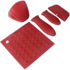 Suportes de alça quente de silicone, potholders (5-Pack Mix Red) para frigideiras de ferro fundido, panelas, frigideiras &amp griddles, alças de panela de metal e alumínio - Punho de manga, capa de alça