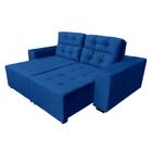 Supremo - assento retrátil + manta - encosto reclinável + fibra siliconada - Molas bonel - Azul - 2,10m