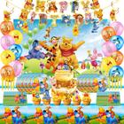 Suprimentos de festa Winnie The Pooh Birthday com banner e decoração