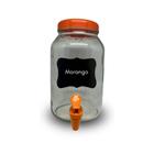 Suqueira de vidro capacidade de 3 litros cor laranja