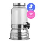 Suqueira De Vidro Dispenser Com Torneira Suporte Para Bebidas Suco Cerveja Água Saborizada 3 Litros